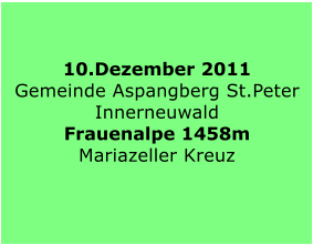 10.Dezember 2011 Gemeinde Aspangberg St.Peter Innerneuwald Frauenalpe 1458m Mariazeller Kreuz