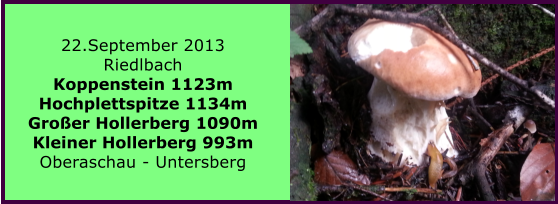 22.September 2013 Riedlbach Koppenstein 1123m Hochplettspitze 1134m Groer Hollerberg 1090m Kleiner Hollerberg 993m Oberaschau - Untersberg