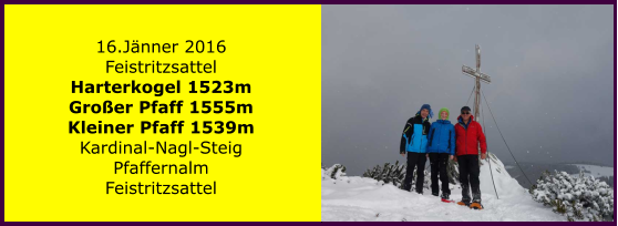 16.Jnner 2016 Feistritzsattel Harterkogel 1523m Groer Pfaff 1555m Kleiner Pfaff 1539m Kardinal-Nagl-Steig Pfaffernalm Feistritzsattel