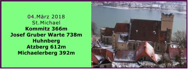 04.Mrz 2018 St.Michael Kommitz 366m Josef Gruber Warte 738m Huhnberg Atzberg 612m Michaelerberg 392m