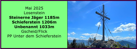 BERICHT  FOLGT BERICHT  FOLGT Ranach 80   Ranach 80   Jnner 2024 Steinbach am Attersee Kienklause Bramhosen 960m Praterstern Keinklause    BERICHT  FOLGT BERICHT  FOLGT Ranach 80   Ranach 80   Mai 2025 Losenstein Steinerne Jger 1185m Schieferstein 1206m Unbenannt 1033m Gscheid/Flick PP Unter dem Schieferstein