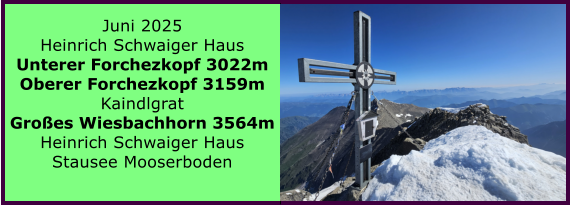 BERICHT  FOLGT BERICHT  FOLGT Ranach 80   Ranach 80   Jnner 2024 Steinbach am Attersee Kienklause Bramhosen 960m Praterstern Keinklause    BERICHT  FOLGT BERICHT  FOLGT Ranach 80   Ranach 80   Juni 2025 Heinrich Schwaiger Haus Unterer Forchezkopf 3022m Oberer Forchezkopf 3159m Kaindlgrat Groes Wiesbachhorn 3564m Heinrich Schwaiger Haus Stausee Mooserboden