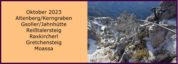 BERICHT  FOLGT Ranach 80   Ranach 80   Oktober 2023 Altenberg/Kerngraben Gsoller/Jahnhtte Reitalersteig Raxkircherl Gretchensteig Moassa 150